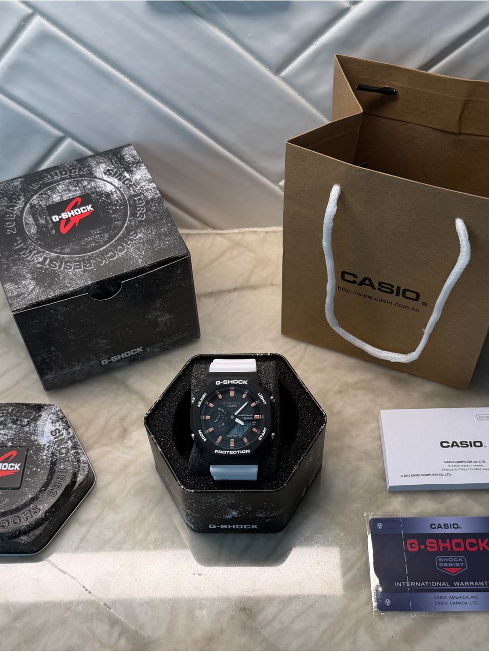 G-Shock Black and Light Blue Resin Sport Watch